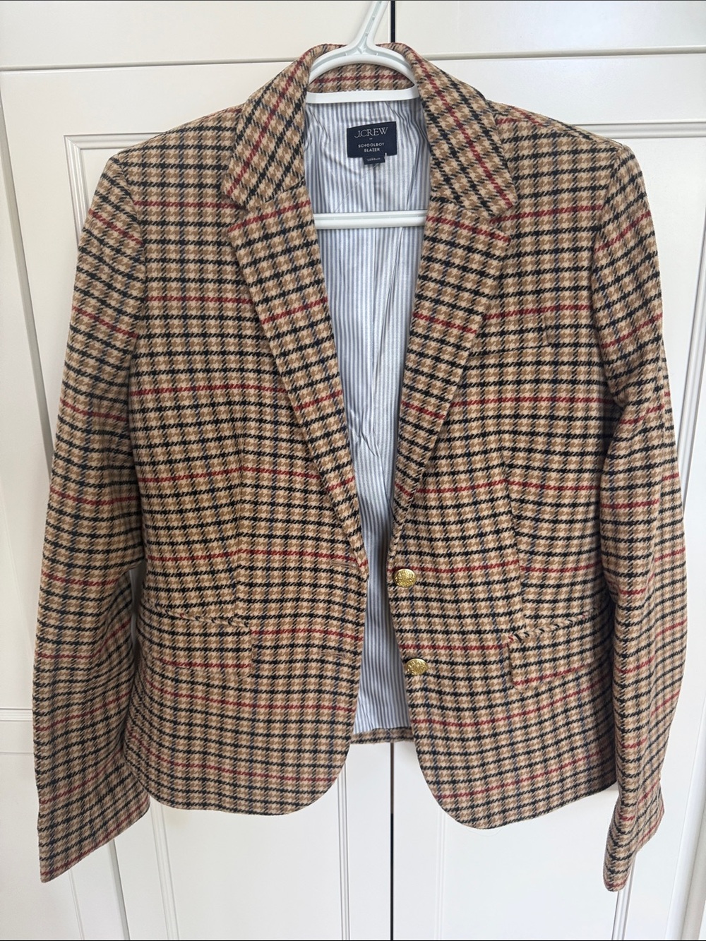 J. Crew Schoolboy Blazer Tan and Plaid Tweed